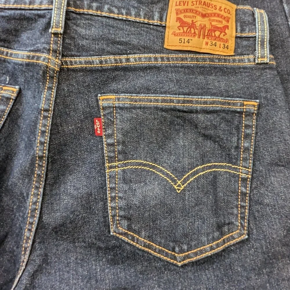 Levi's 514 Jeans Men's Stretch Straight Fit Size 34 X 34 Blue